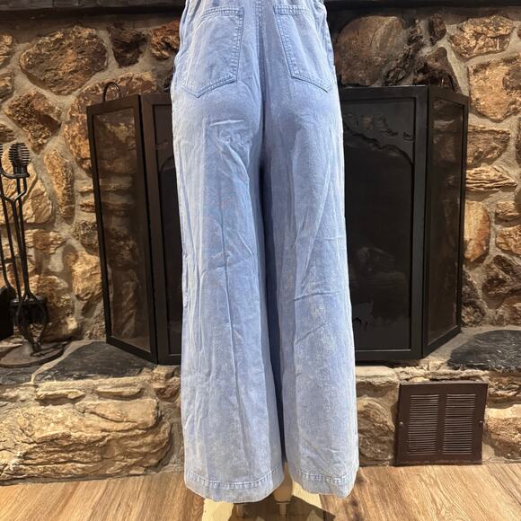 &Merci Women's Wide Leg Long Overalls Carpenter Cottage sz Small Light Blue Wash - Picture 11 of 13